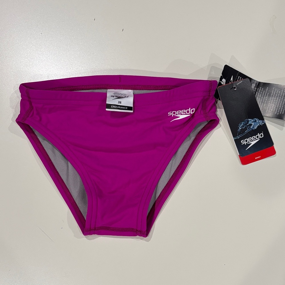 Men’s Speedo Endurance Very Fuchsia Polyester Swim Brief size 26 NWT